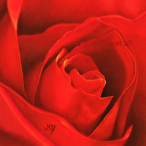 Rose rouge au pastel sec, 15x5cm, vendu
